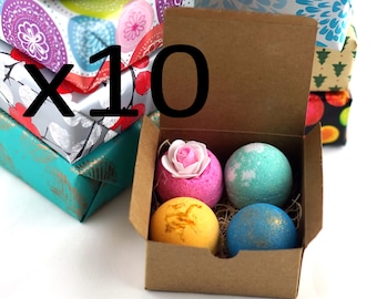 4 Bath Bombs set, (10 Boxes) Perfect Gift For Family, Friends, Co Worker, Parties!! Handmade in USA with Fresh Ingredients
