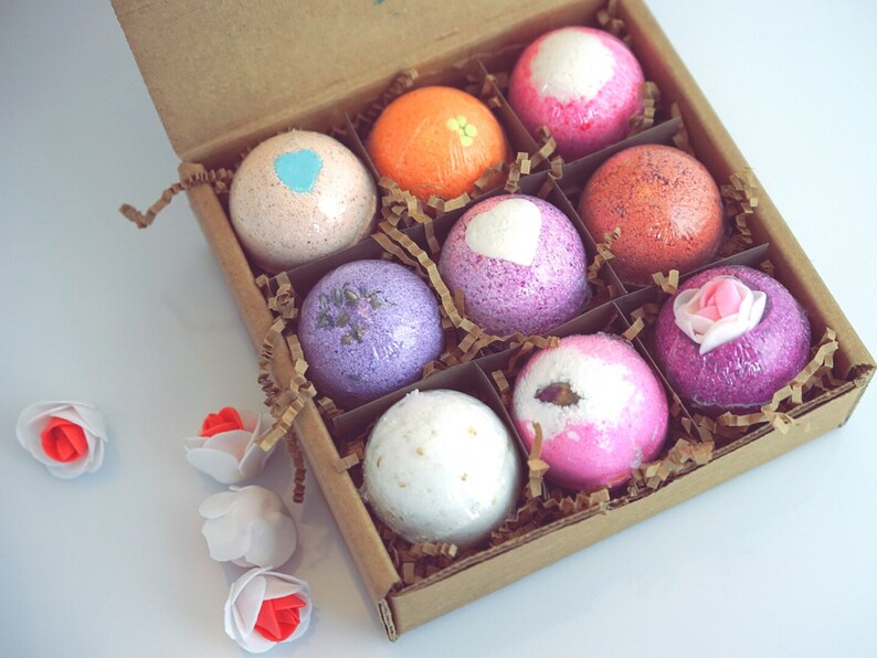 9 Pack Bath Bombs valentine gift Set. Ultra Lush Handmade Etsy