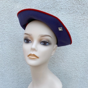 1930&#39;s Purple Wool Hat With Red Trim