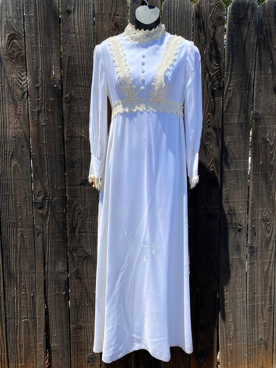 1960's White Velvet Boho Bohemian Maxi Party Wedd… - image 2