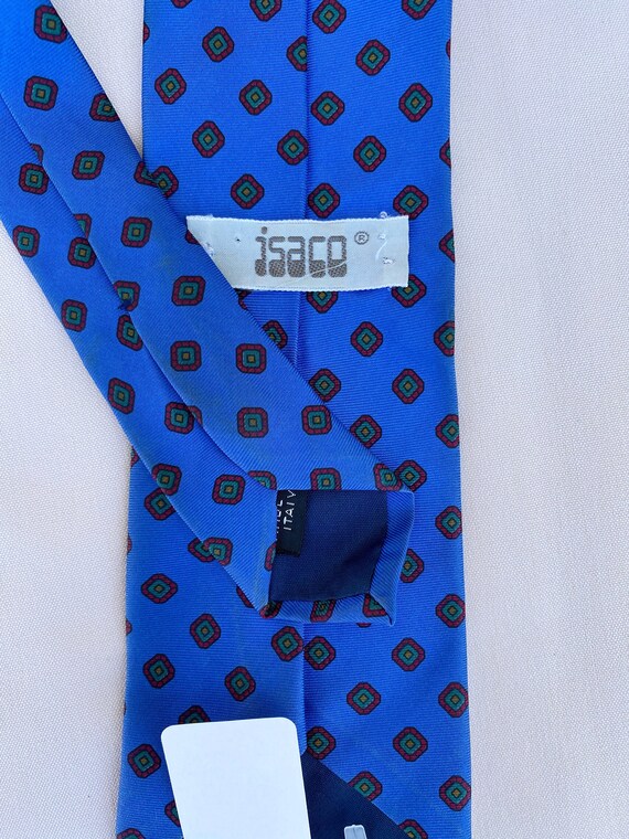 1970's Vintage Blue with Red Diamonds Silk Tie - image 4