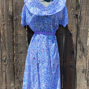 Vintage 50's Blue and Lavender Smock Top Dress