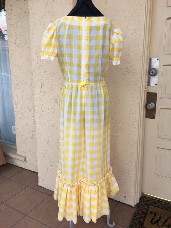 Vintage 1970s Yellow Gingham Prairie Style Dress - image 3