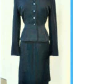 Vintage Cocktail Dress With Peplum-black-belted  and  Beaded