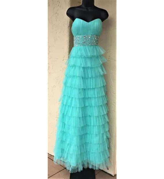 open lace back dress Sequin-Print Strapless Long Prom Dress– PromGirl main image 0