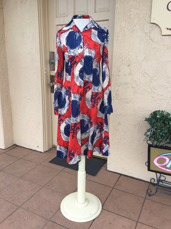 1960s Red, White & Blue Polyester Long Sleeved GoG