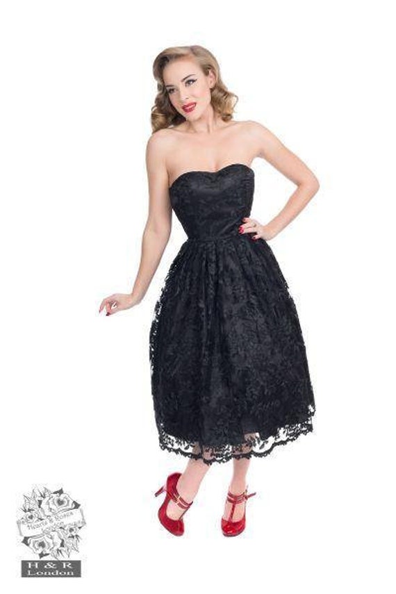 Black Chantilly Lace Strapless Dress