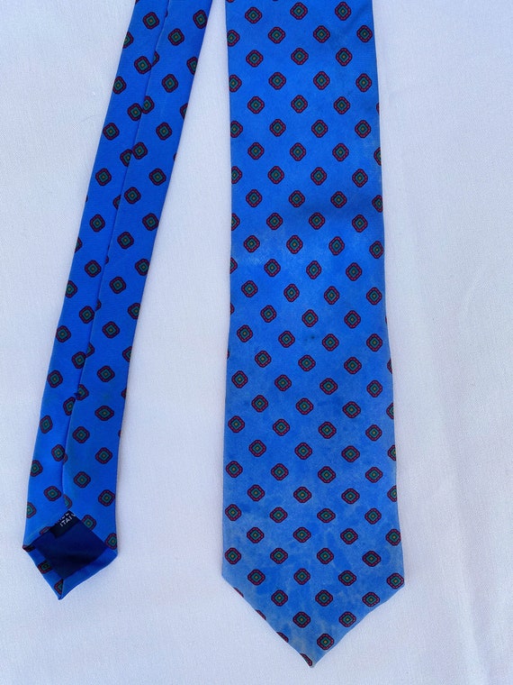 1970's Vintage Blue with Red Diamonds Silk Tie - image 2