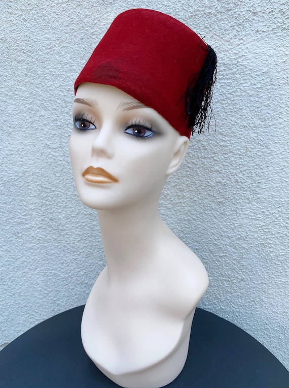 1950's  true Vintage Moroccan Red Fez Hat