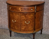 Spectacular Antique Inlaid Satinwood French Style Demi Lune Cabinet