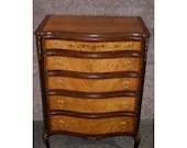 Antique Carved Inlaid Rosewood and Satinwood French Style Chest of Drawers