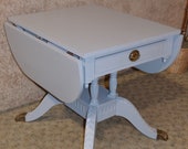 Vintage Pembroke Traditonal Style Gray Drop Leaf Side Table