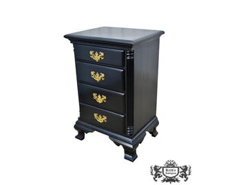 Vintage KLING Four Drawer Traditional Style Black Nightstand