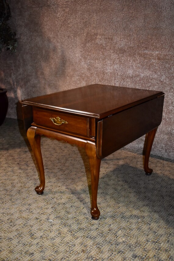 Vintage Ethan Allen Solid Cherry Queen Anne Style Drop Leaf Etsy