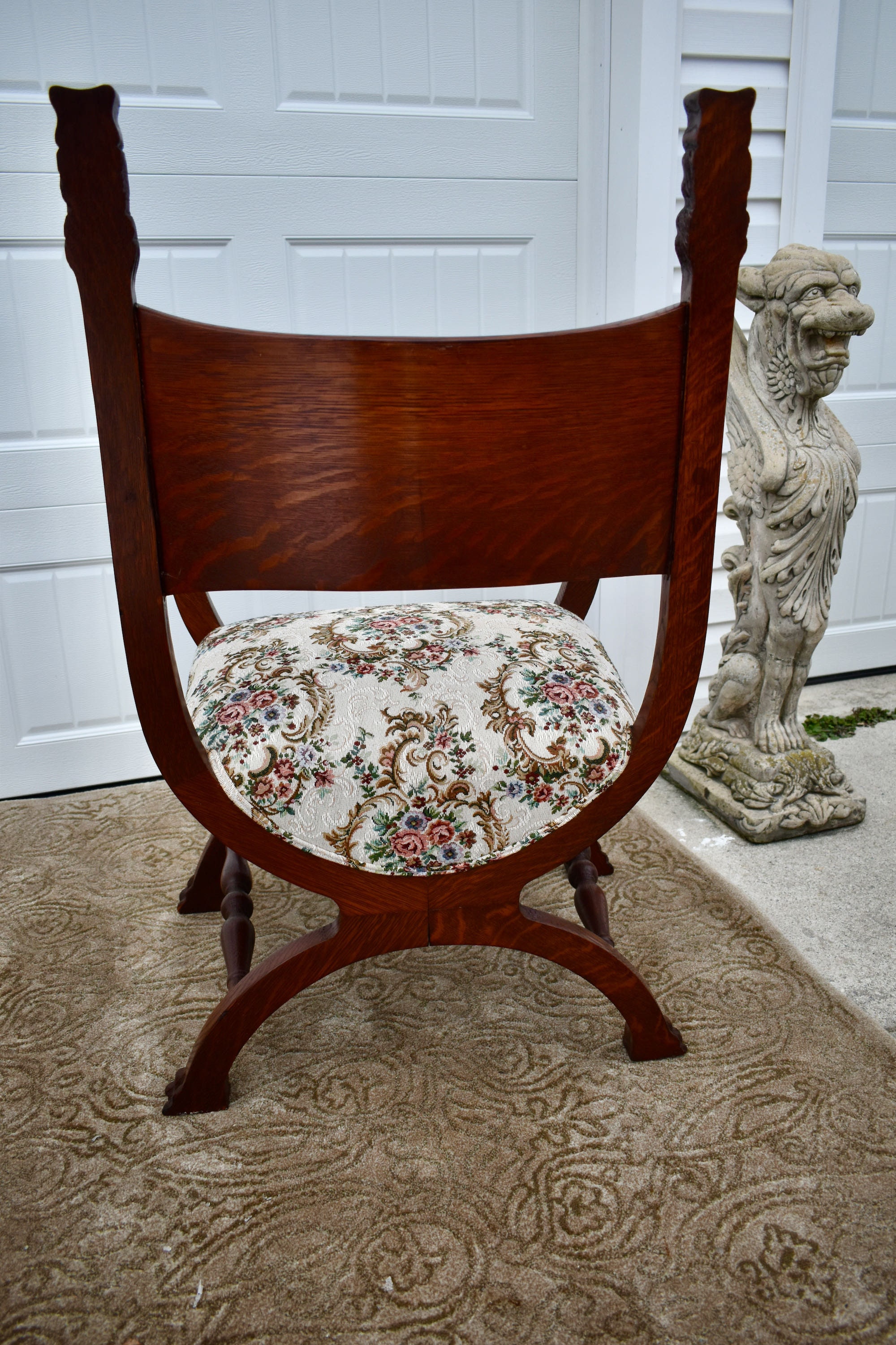 Antique Carved Oak Jacobean Style U Shaped Chair W figural Faces Etsy
