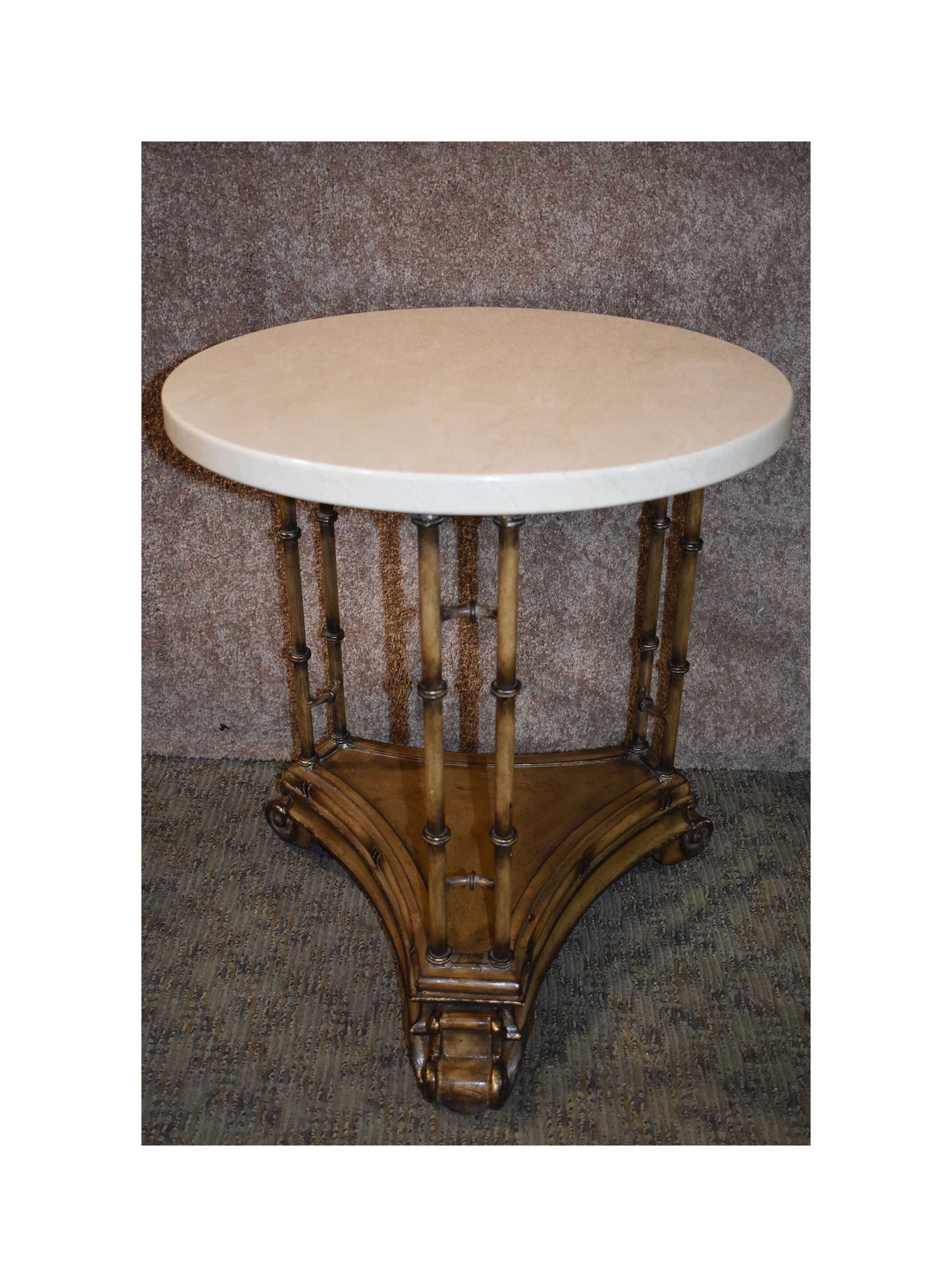 Round Marble Top Metal Tuscan Style Side Table Etsy