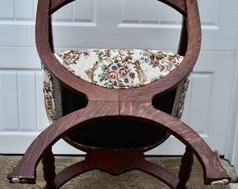 Antique Carved Oak Jacobean Style U Shaped Chair W figural Faces Etsy
