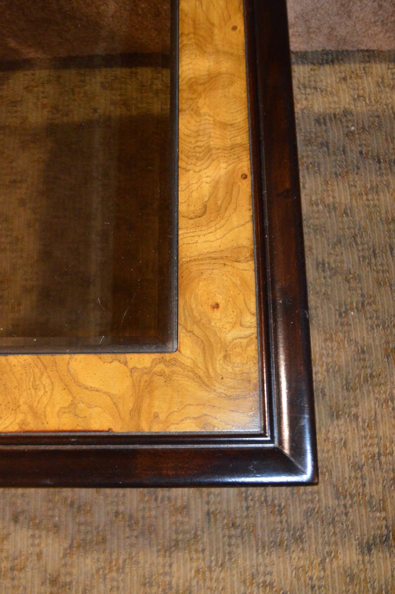 Vintage Asian Style Glass Top Side Table
