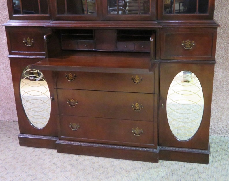 Vintage Two Piece Union National Regency Style China Cabinet