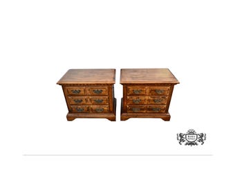 Link Taylor Maple Nightstands Americana 3 Drawer Vintage Bedside Tables Pair