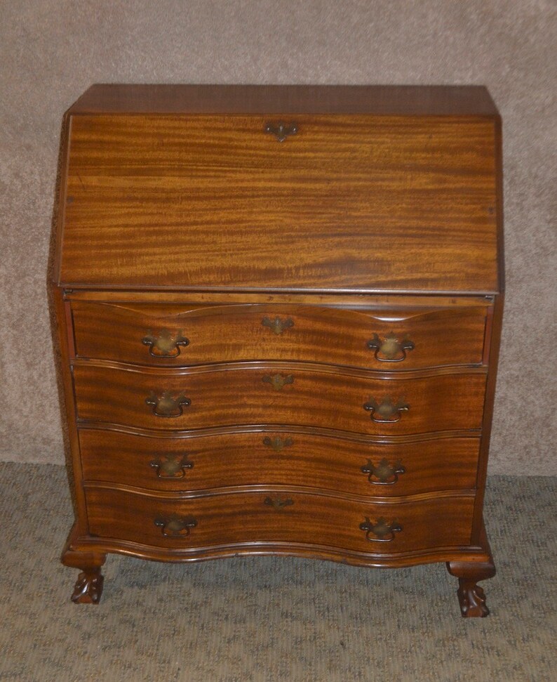 Vintage Dbl Serpentine Claw Foot Governor Winthrop Style Slant Etsy