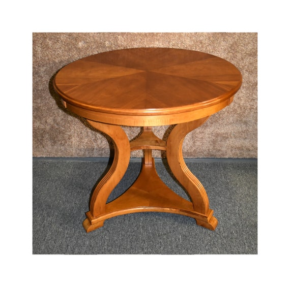 Vintage Ethan Allen Round Biedermeier Style Accent Table Vintage Ethan Allen Round Biedermeier, Ethan Allen Round Accent Table