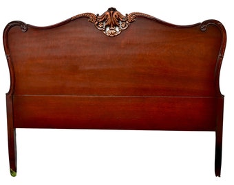 Vintage Mahogany French Style Headboard w/Burnished Highlights for Full Bed