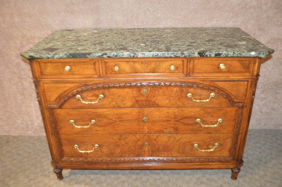 Vintage Antique Marble Top Carved French Chest Etsy