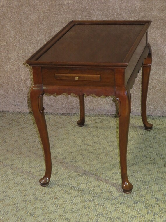 Vintage Ethan Allen Queen Anne Style Tea Table W Pull Outs Etsy