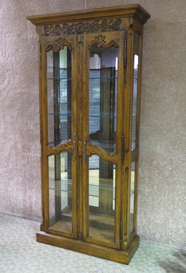Vintage Carved Country French Two Door Curio Cabinet