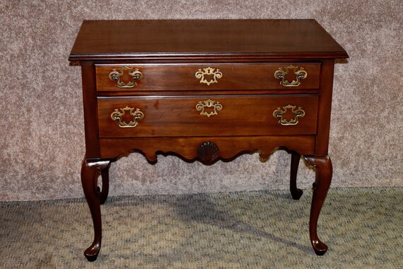 Vintage Queen Anne Style Solid Mahogany Two Drawer Lowboy Etsy