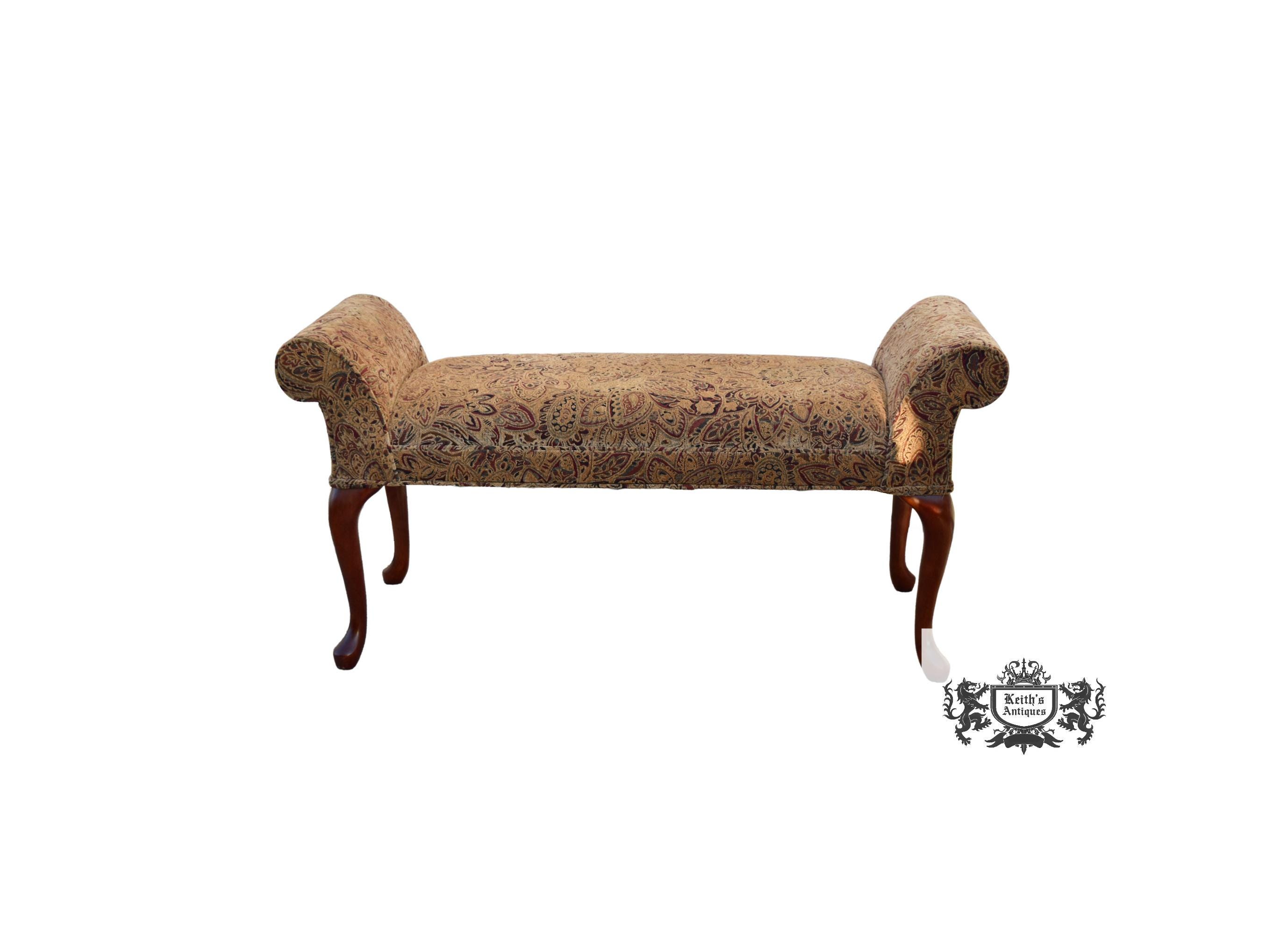 Vintage Queen Anne Style Dbl Rolled Arm Bench - Etsy