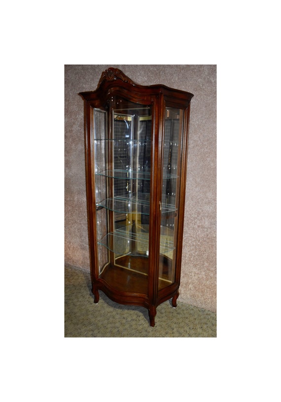 Vintage Italian Style Lighted Curio Display Cabinet W Unique Etsy