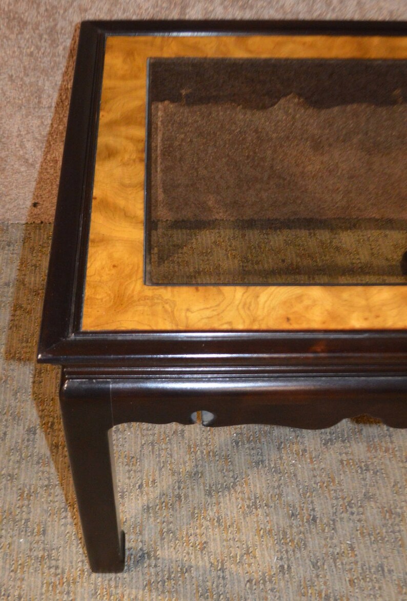 Vintage Asian Style Glass Top Side Table