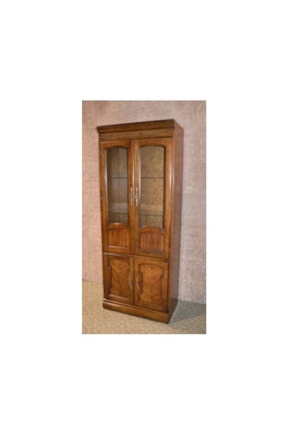 Vintage Lighted Directoire Style Curio Cabinet W Wire Mesh Etsy