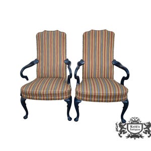 Vintage Pair of Hickory Chair Hollywood Regency Style Accent Chairs