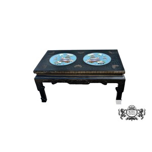 Vintage Asian Cocktail Table w/Cloisonné Panels
