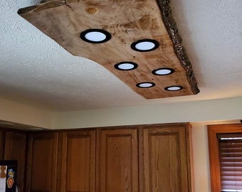 The MITCH recessed LED live edge wood chandelier