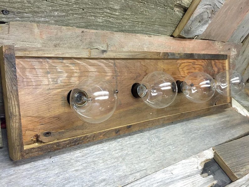 Rustic barn wood bar strip bathroom vanity light Etsy