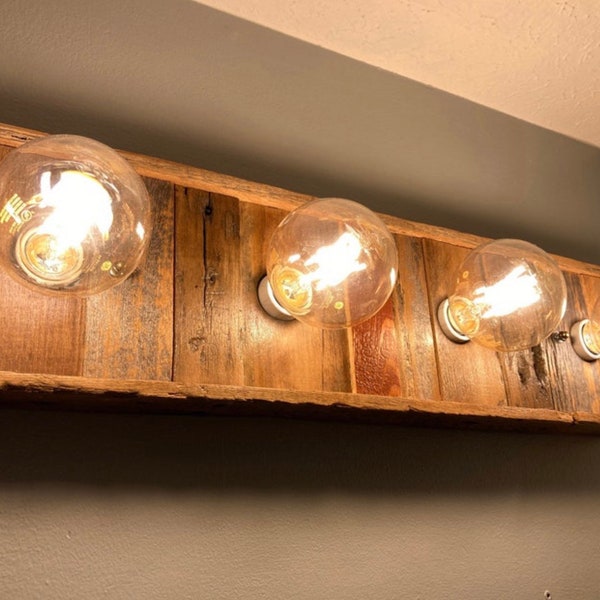 The PATCHWORK barn wood bathroom vanity light