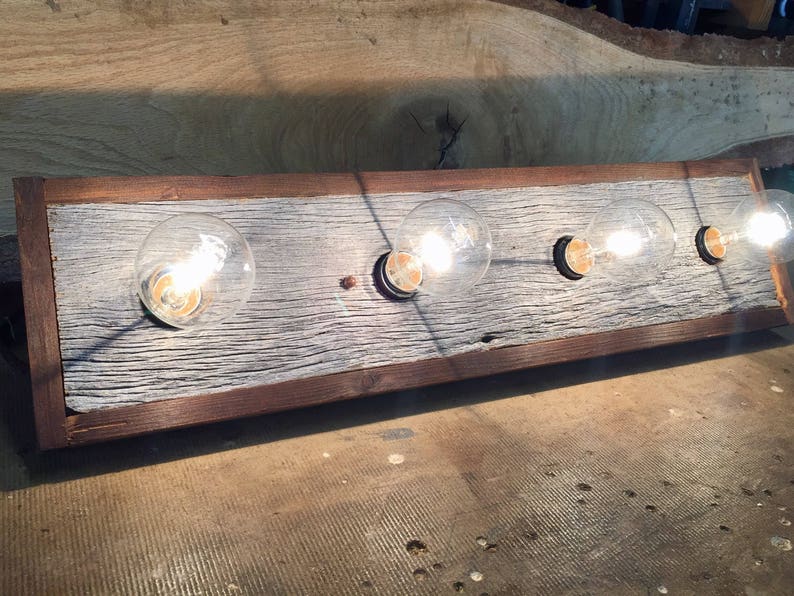 The BUFFALO CREEK 4 bulb barnwood Rustic vanity light image 7