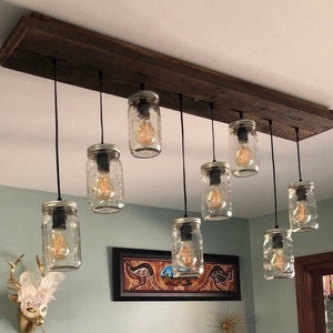 The WISE OWL rustic barn wood mason jar chandelier