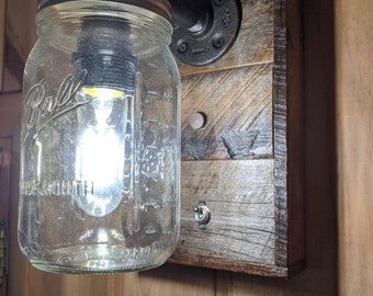 SOLO CUP Mason jar pipe fitting sconces pair.