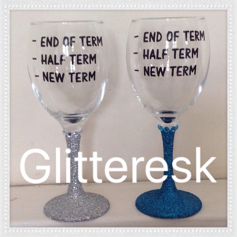 Teacher Glitter Wine Glass end of Term Half Term New Etsy UK