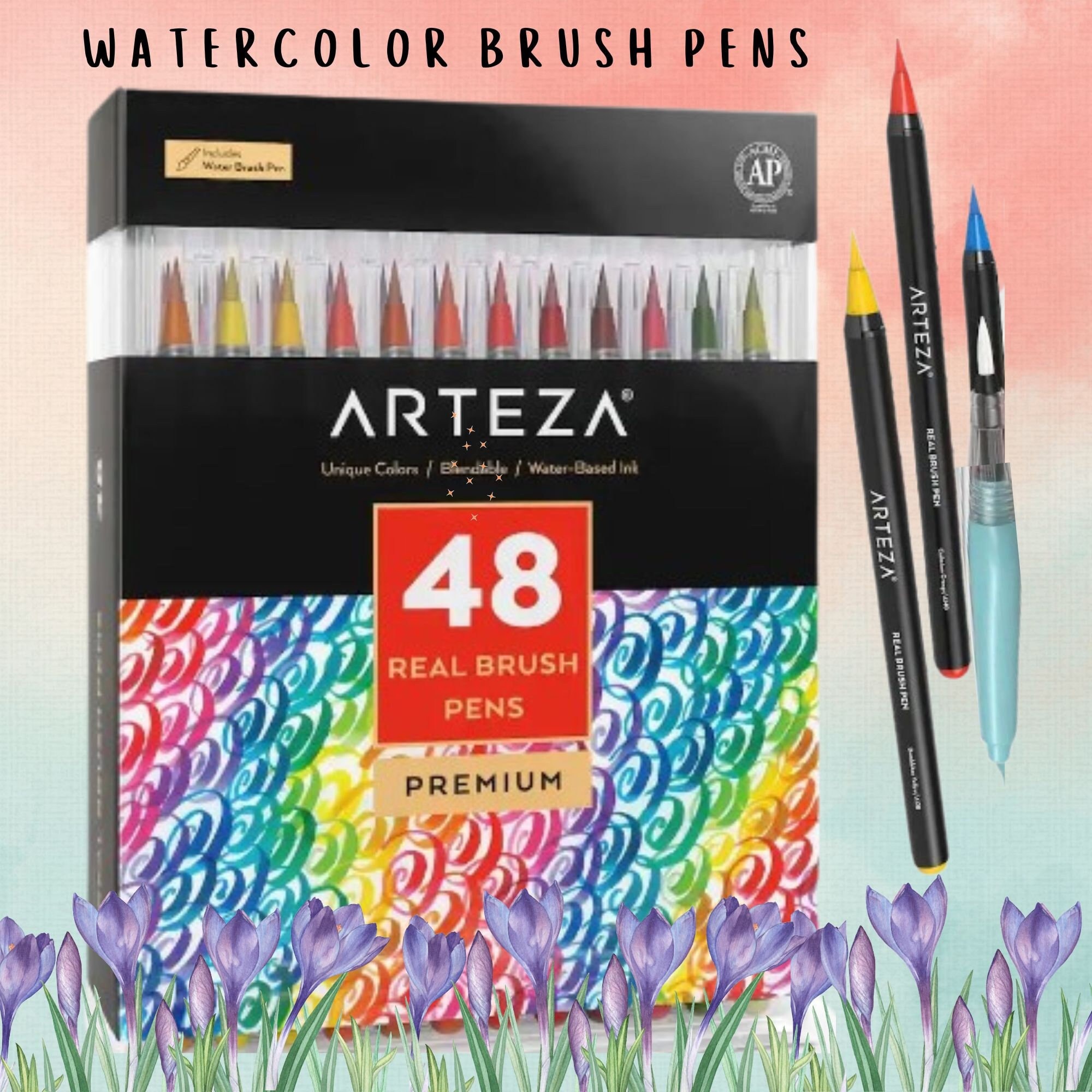 ARTEZA Watercolor Brush Pens 48 Color Real Brush Pens NEW 