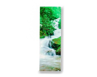 Beautiful secluded waterfall on a wood print. This original photo is given added dimension by the wonderful texture of the milled board.