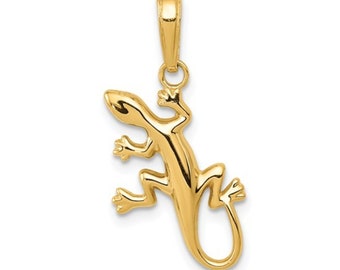 10k or 14k Real Gold Lizard Salamander Reptile Charm Pendant