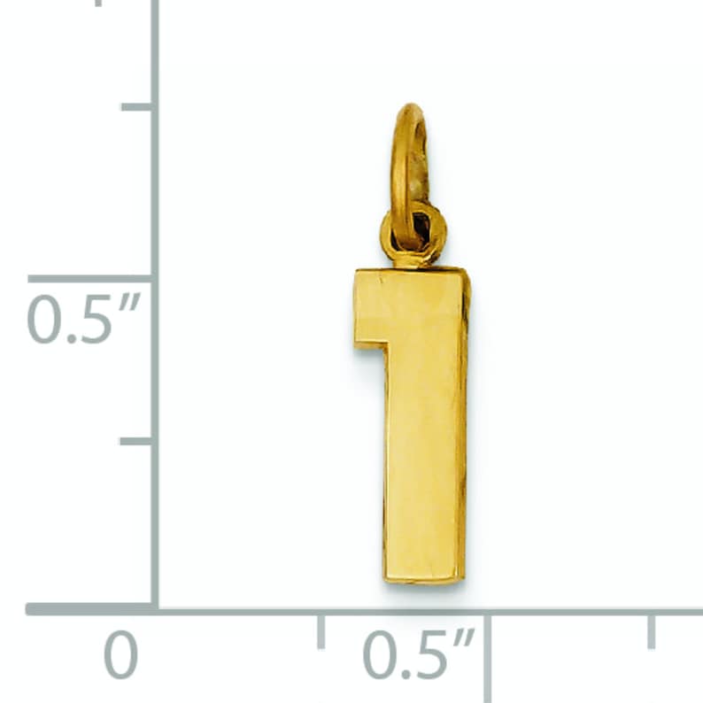 20mm 14K Yellow Gold Number One 1 Polished Charm Pendant