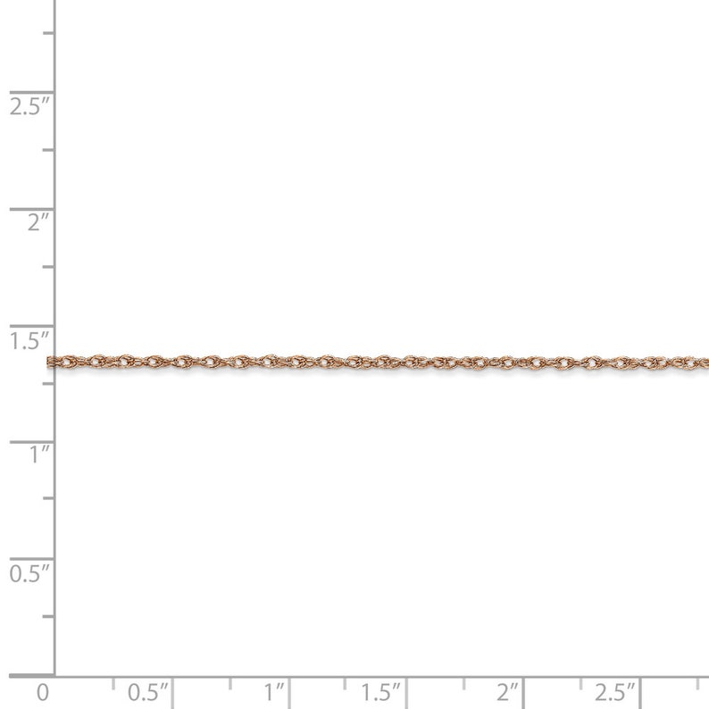 Ladies 14K Rose Gold Carded Cable Rope Chain Necklace 20 inch 1.15mm 1.5g