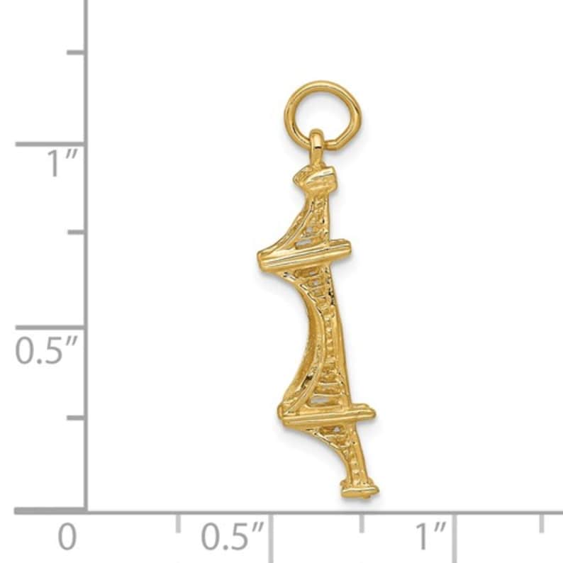 29mm Ladies 14K Yellow Gold San Francisco Golden Gate Bridge 3D Charm Pendant